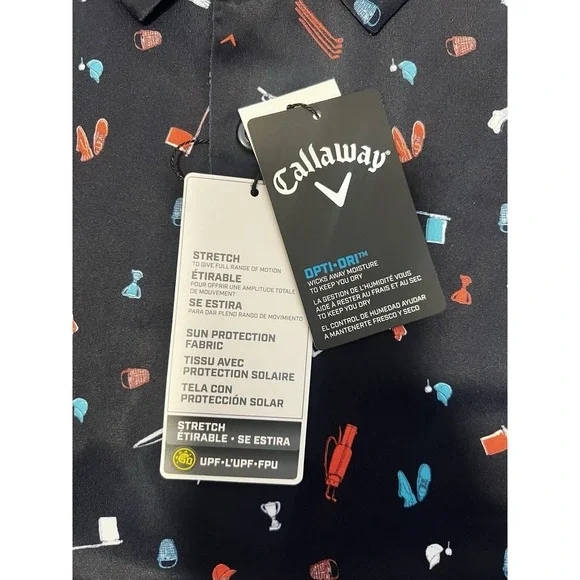 Callaway Men's Opti-Dri Golf Polo Shirt XL NWT Blue Multicolor Print Stretch UPF - Picture 4 of 9